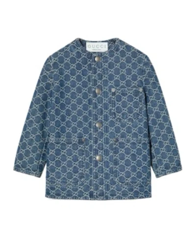 Gucci Gg Tannin Jacquard Jacket In Blue