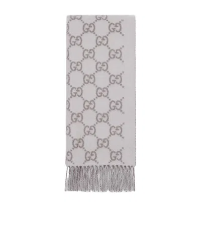 Gucci Gg Cashmere Shawl In Grey