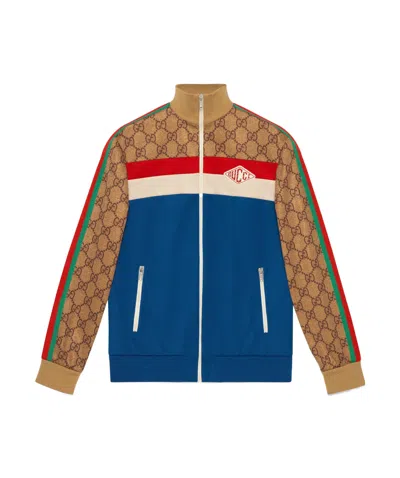 Gucci Gg Technical Jersey Jacket In Blue