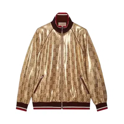Pre-owned Gucci Gg Technical Jersey Zip Jacket 'gold' | Men's Size L