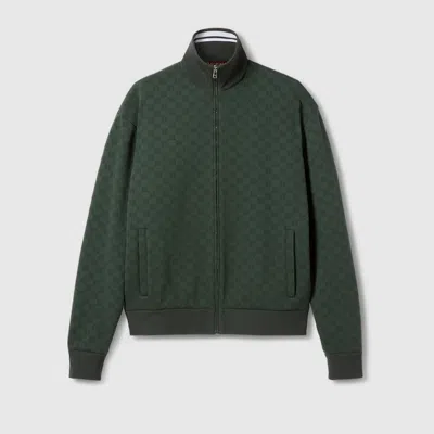Gucci Gg Technical Jersey Zip Jacket In Green