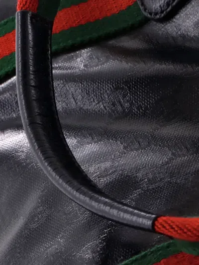 Pre-owned Gucci Gg Tender Gg Coated Canvas Medium Tote Bag In Black