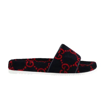 Pre-owned Gucci Gg Terry Cloth Slide 'blue Red' | Men's Size 8