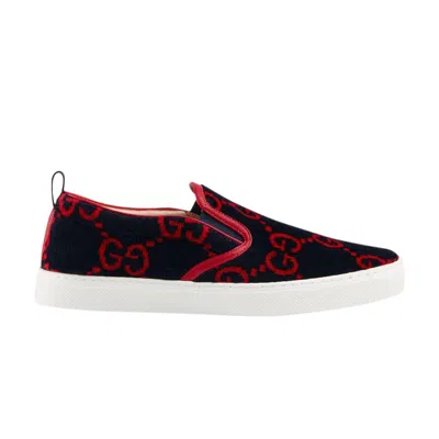 Pre-owned Gucci Gg Terry Cloth Slip-on 'blue Red' | Men's Size 9