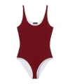 Gucci Costume Intero In Spugna Stretch Bordeaux Donna