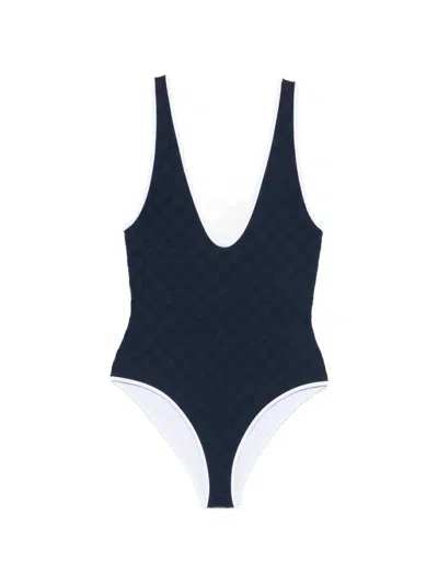Gucci Gg Terrycloth Jersey Jacquard Swimsuit In Animal Print