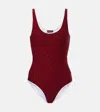 Gucci Costume Intero In Spugna Stretch Bordeaux Donna