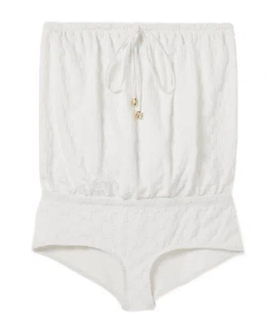 Gucci Gg Terrycloth Jersey Swimsuit In White