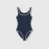 Gucci Gg Printed One-piece Swimsuit In Blue