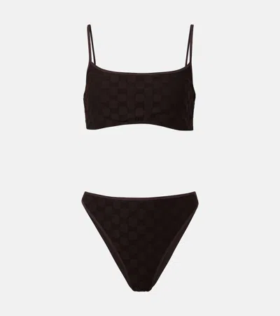 Gucci Gg Terry-trimmed Jersey Bikini In Black