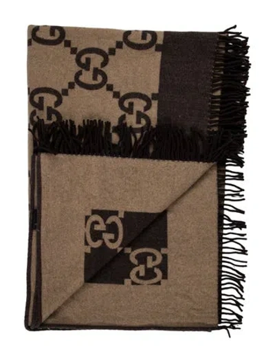 Pre-owned Gucci Gg Throw Blanket In Brown