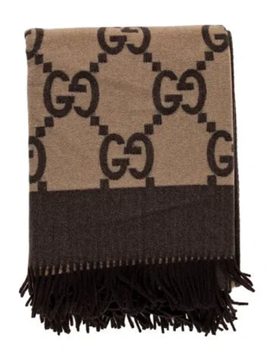 Pre-owned Gucci Gg Throw Blanket In Brown