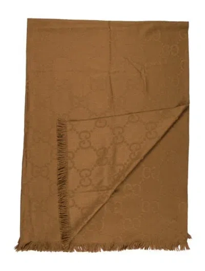 Pre-owned Gucci Gg Throw Blanket In Brown
