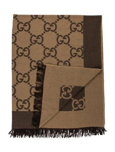 Pre-owned Gucci Gg Throw Blanket In Brown