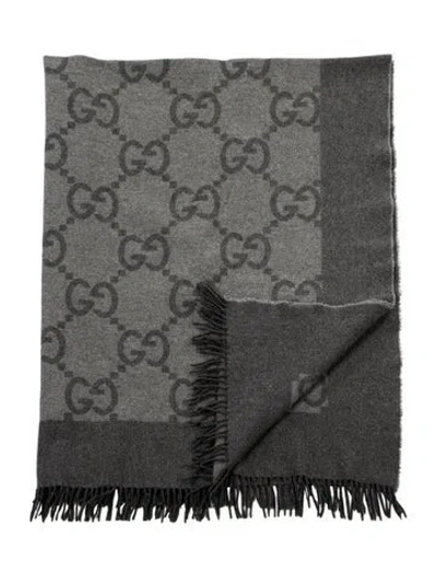 Pre-owned Gucci Gg Throw Blanket In Gray