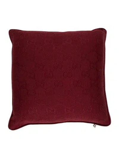 Pre-owned Gucci Gg Throw Pillow In Burgundy