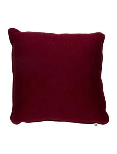 Pre-owned Gucci Gg Throw Pillow In Burgundy