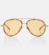 Gucci Gg Tiny Aviator Sunglasses In Brown