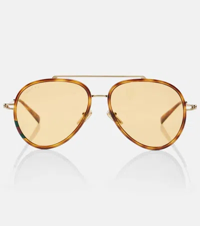 Gucci Gg Tiny Aviator Sunglasses In Brown