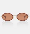 Gucci Gg Tiny Oval Sunglasses In Orange