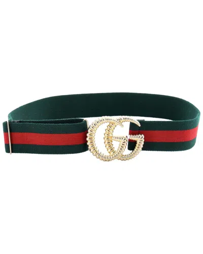 Gucci Gg Torchon Web Belt Canvas Wide 85 (authentic Pre-loved) In Green