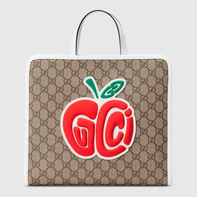 Gucci Kids' Gg Tote Bag With Patch In Beige