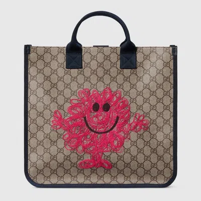 Gucci Kids' Gg Tote Bag With Print In Sand