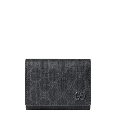 Gucci Gg Tri-fold Wallet With Gg Detail In Black