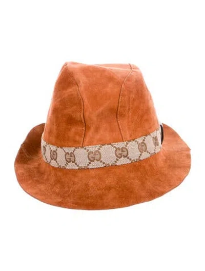 Pre-owned Gucci Gg Trim Bucket Hat In Brown