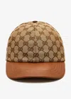 Gucci Baseball Cap With Leather Visor In Brown