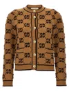 Gucci Gg Jacquard Buttoned Cardigan In Brown