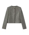 Gucci Embroidered Gg Wool Tweed Jacket In Gray