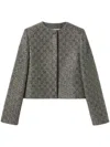 Gucci Embroidered Gg Wool Tweed Jacket In Grey