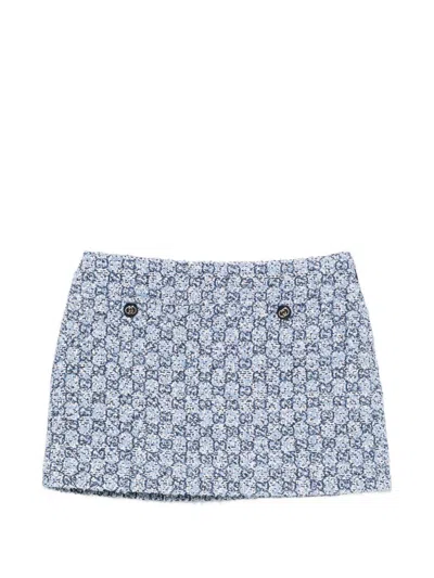 Gucci Gg Tweed Mini Skirt In Blue