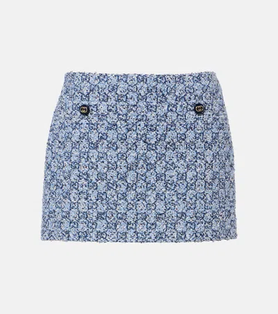 Gucci Gg Tweed Miniskirt In Blue