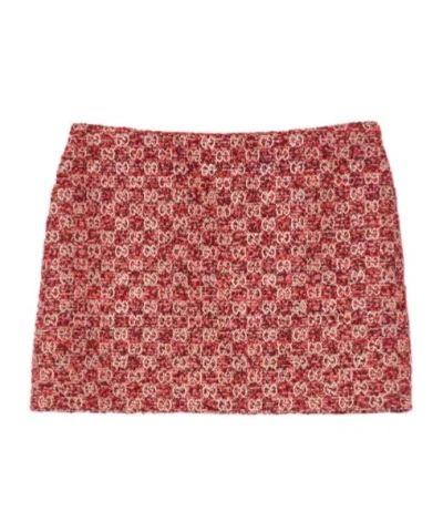 Gucci Gg Tweed Skirt In Red