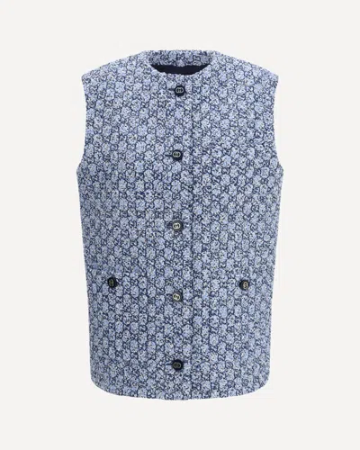 Gucci Women Gg Tweed Vest In Blue