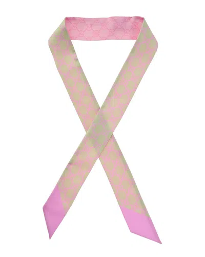 Gucci Gg Twill Silk Ribbon In Pink