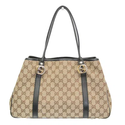 Pre-owned Gucci Gg Twins Beige Canvas Tote Bag ()