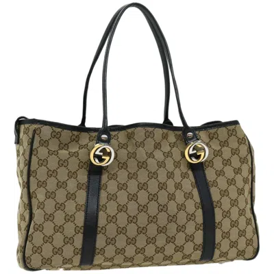 Gucci Gg Twins Beige Canvas Tote Bag () In Brown