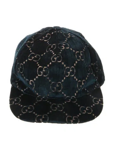 Pre-owned Gucci Gg Velvet Baseball Cap In Blue