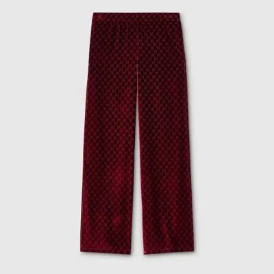 Gucci Gg Velvet Devor Sportswear Pants In Burgundy