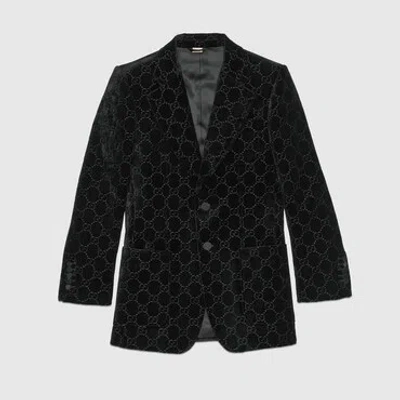 Gucci Jackett Aus Gg Samt In Black
