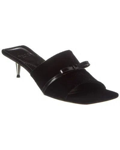Gucci Gg Velvet Sandal In Black