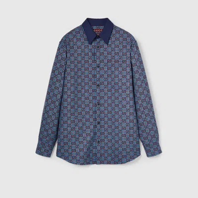 Gucci Gg Vichy Cotton Wool Jacquard Shirt In Blue