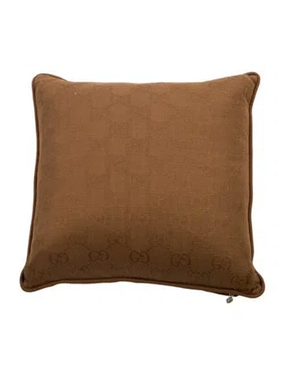 Pre-owned Gucci Gg Viscose Cushion In Brown