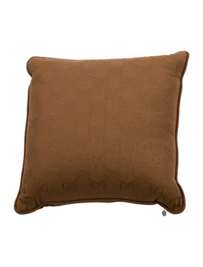 Pre-owned Gucci Gg Viscose Cushion In Brown