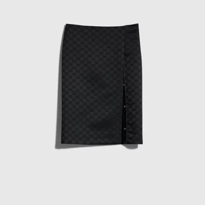 Gucci Gg Viscose Jacquard Skirt In Black