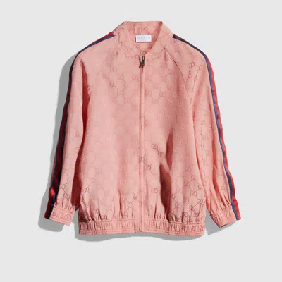 Gucci Kids' Gg Viscose Zip Jacket In Pink