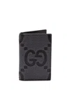 Gucci Men Maxi Gg Leather Card Case In Black